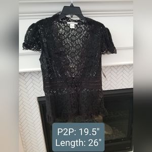 Peter Nygard Short Sleeve Lace Overlay Top, NWT, Size 10